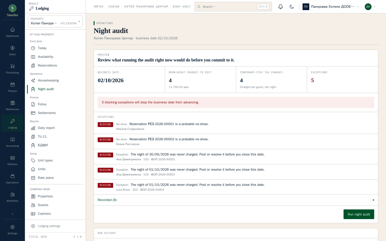 Night audit