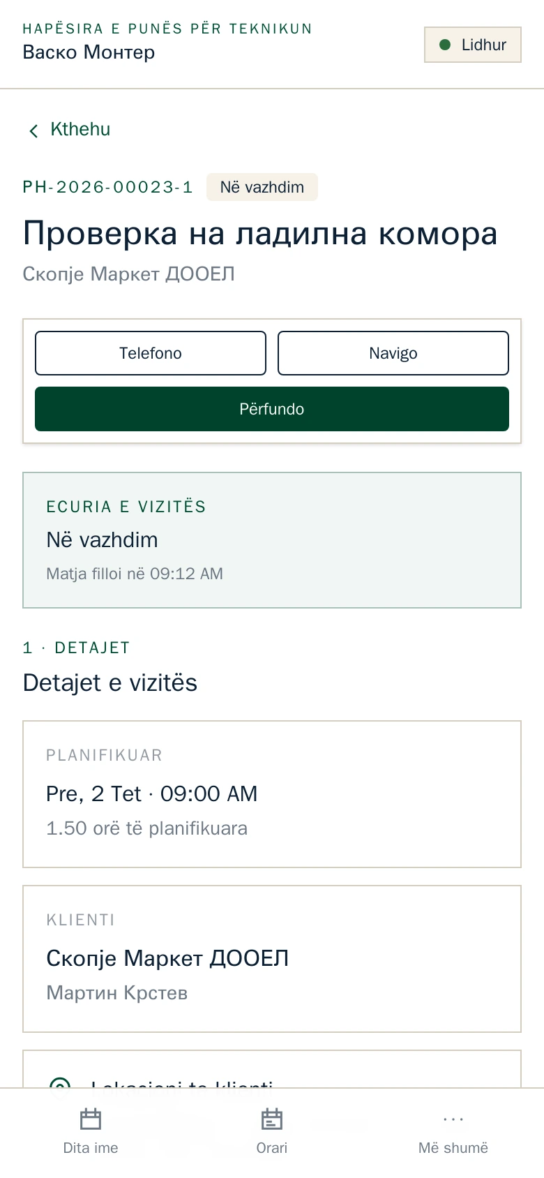 Detajet e vizitës